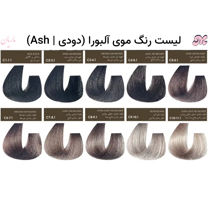رنگ دودی کاتالوگ رنگ موی آلبورا